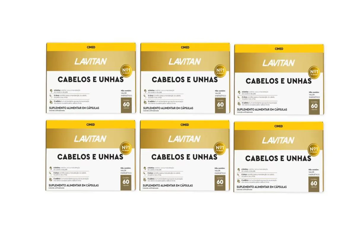 KIT 6 SUPLEMENTO LAVITAN CABELOS E UNHAS 60CPS - CIMED