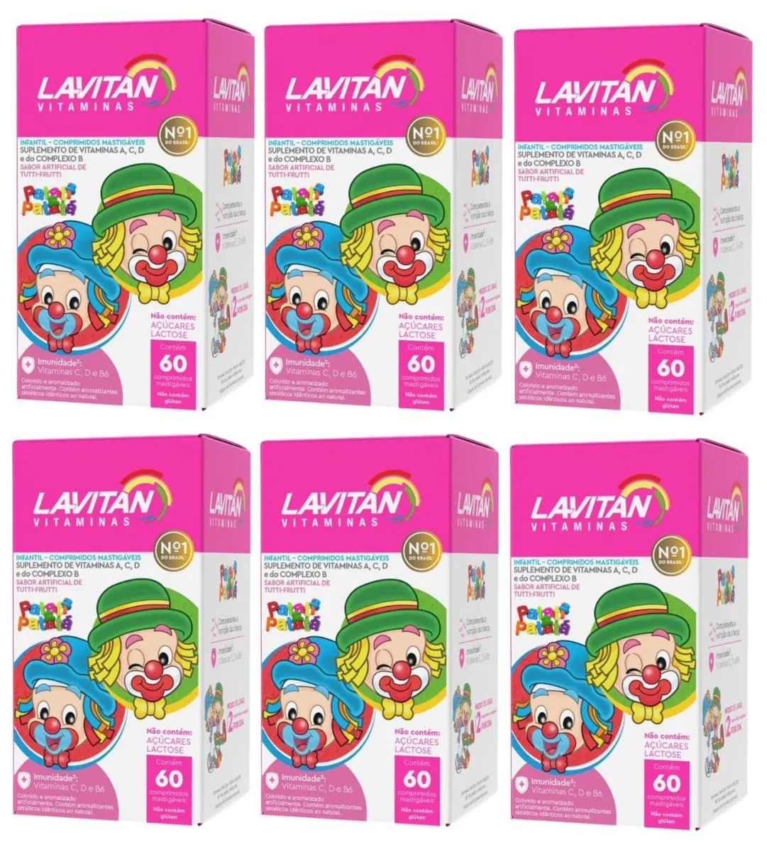 KIT 6 VITAMINA LAVITAN KIDS SABOR TUTTI-FRUTTI 60CPR - CIMED
