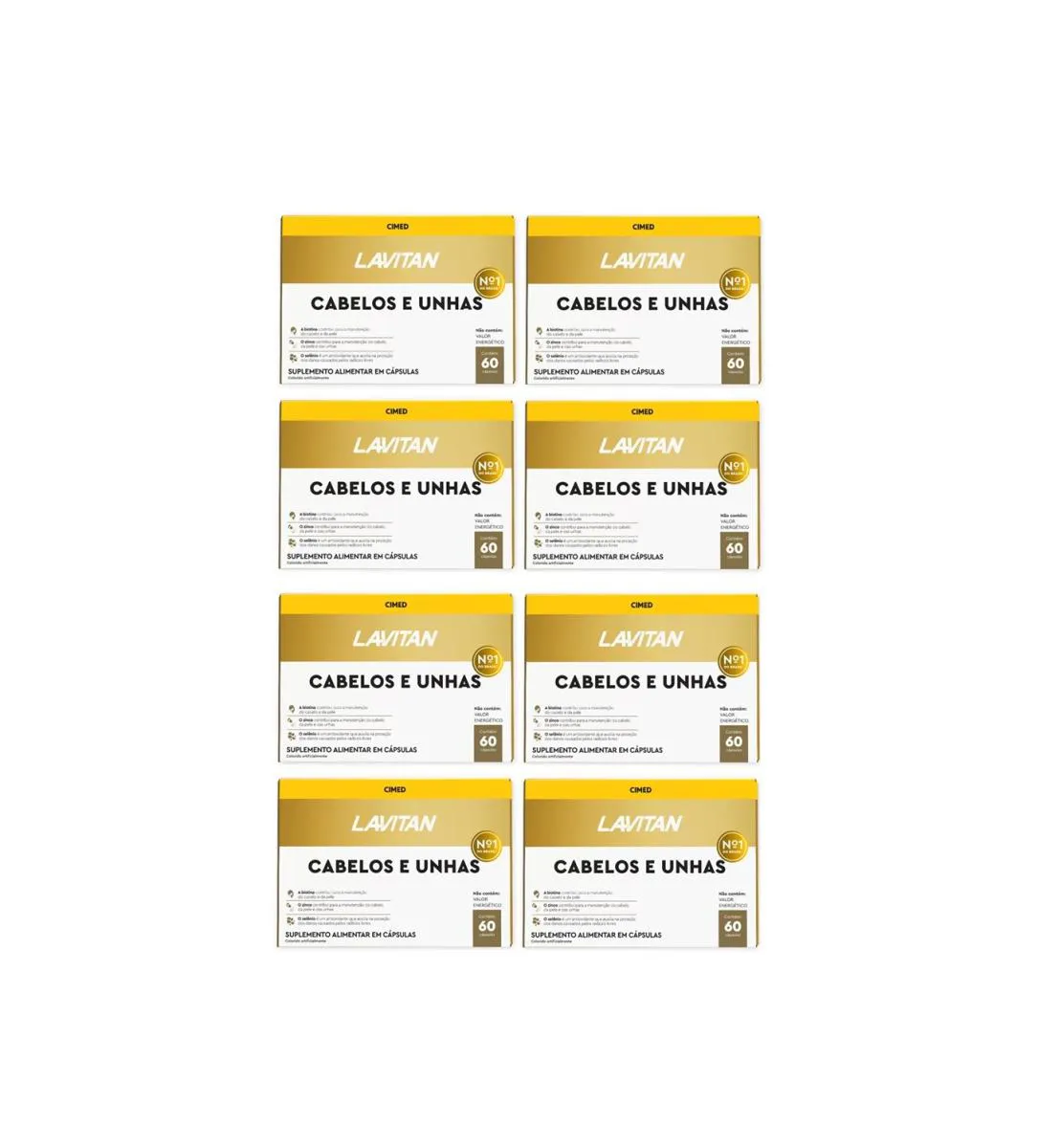 KIT 8 SUPLEMENTO LAVITAN CABELOS E UNHAS 60CPS - CIMED