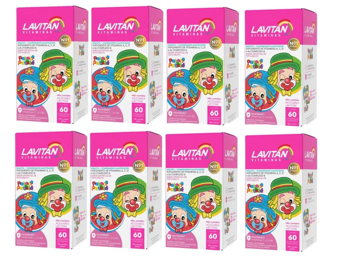 KIT 8 VITAMINA LAVITAN KIDS SABOR TUTTI-FRUTTI 60CPR - CIMED
