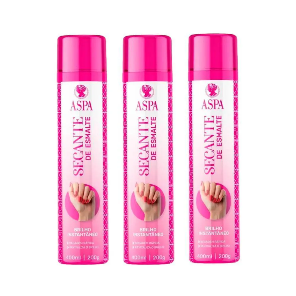 KIT 3UN SPRAY SECANTE DE ESMALTE ASPA - 400ML - SECA INSTANTANEO