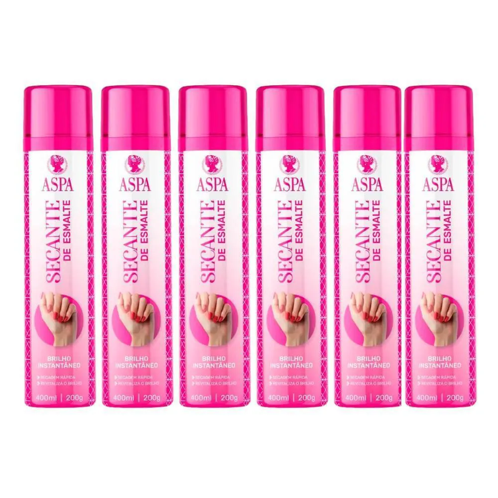 KIT 6UN SPRAY SECANTE DE ESMALTE ASPA - 400ML - SECA INSTANTANEO