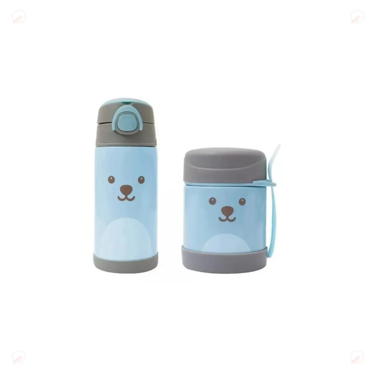 KIT GUMY BUBA INFANTIL GARRAFA TéRMICA E POTE TéRMICO BEBê Azul