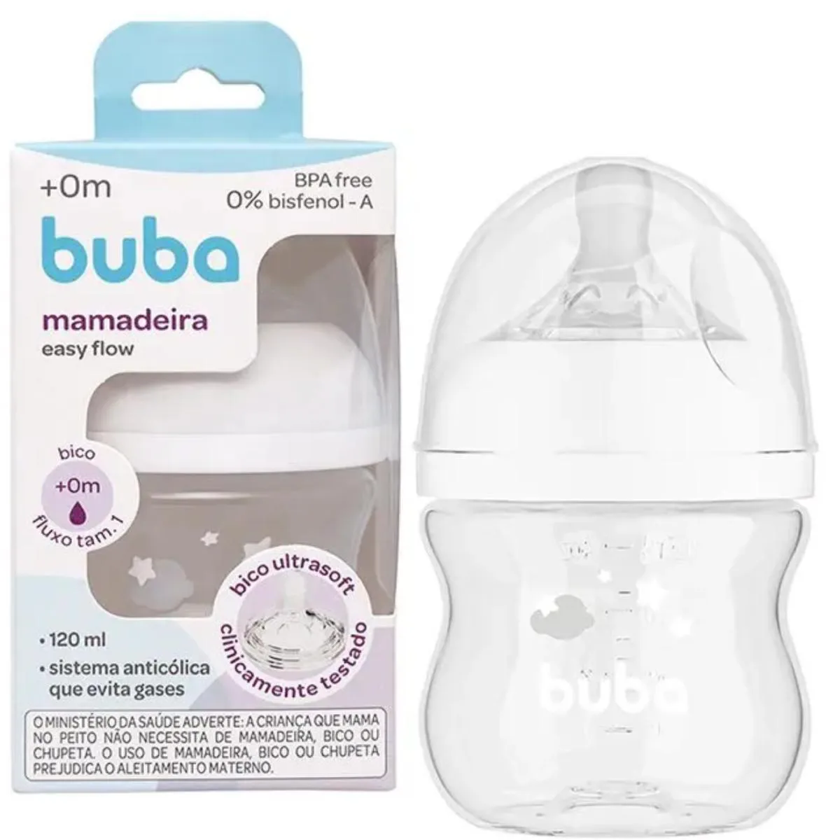 MAMADEIRA ANTICóLICA BICO SILICONE PéTALA FLUXO FáCIL 120ml Branca Nuvem