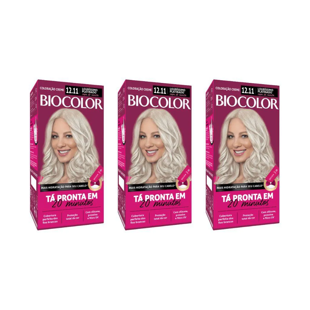 COLORAçAO BIOCOLOR CREME 12.11 LOURISSIMO PLATINADO-KIT C/3UN