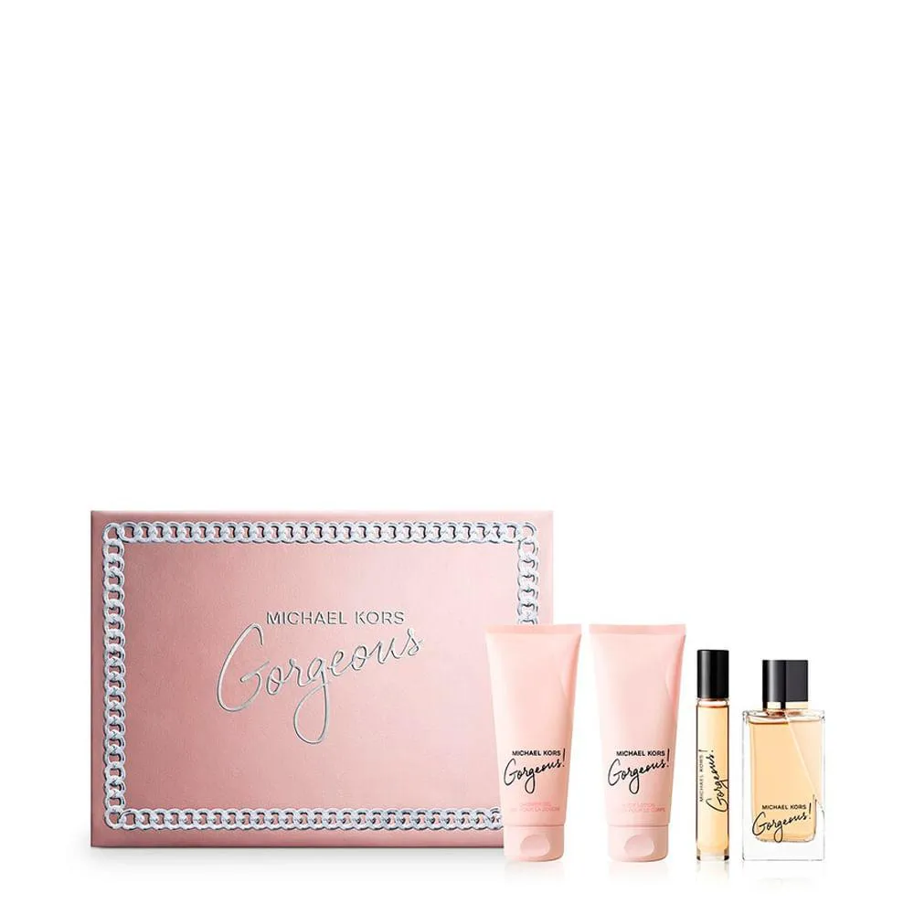 KIT MICHAEL KORS GORGEOUS! EAU DE PARFUM- PERFUME FEMININO 100ML + LOçãO CORPORAL 100ML + GEL DE BANHO 100ML + TRAVEL-SIZE 10ML