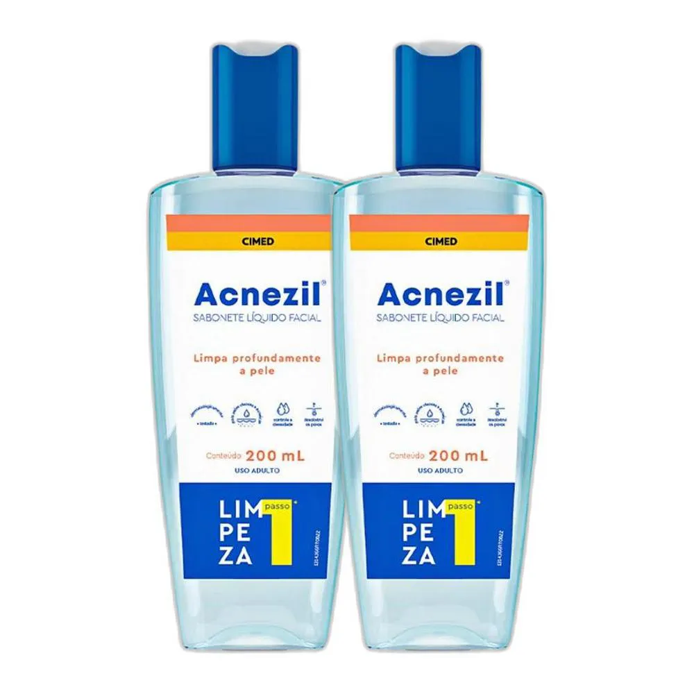 KIT 2X SABONETE LIQUIDO FACIAL ACNEZIL 200ML - CIMED