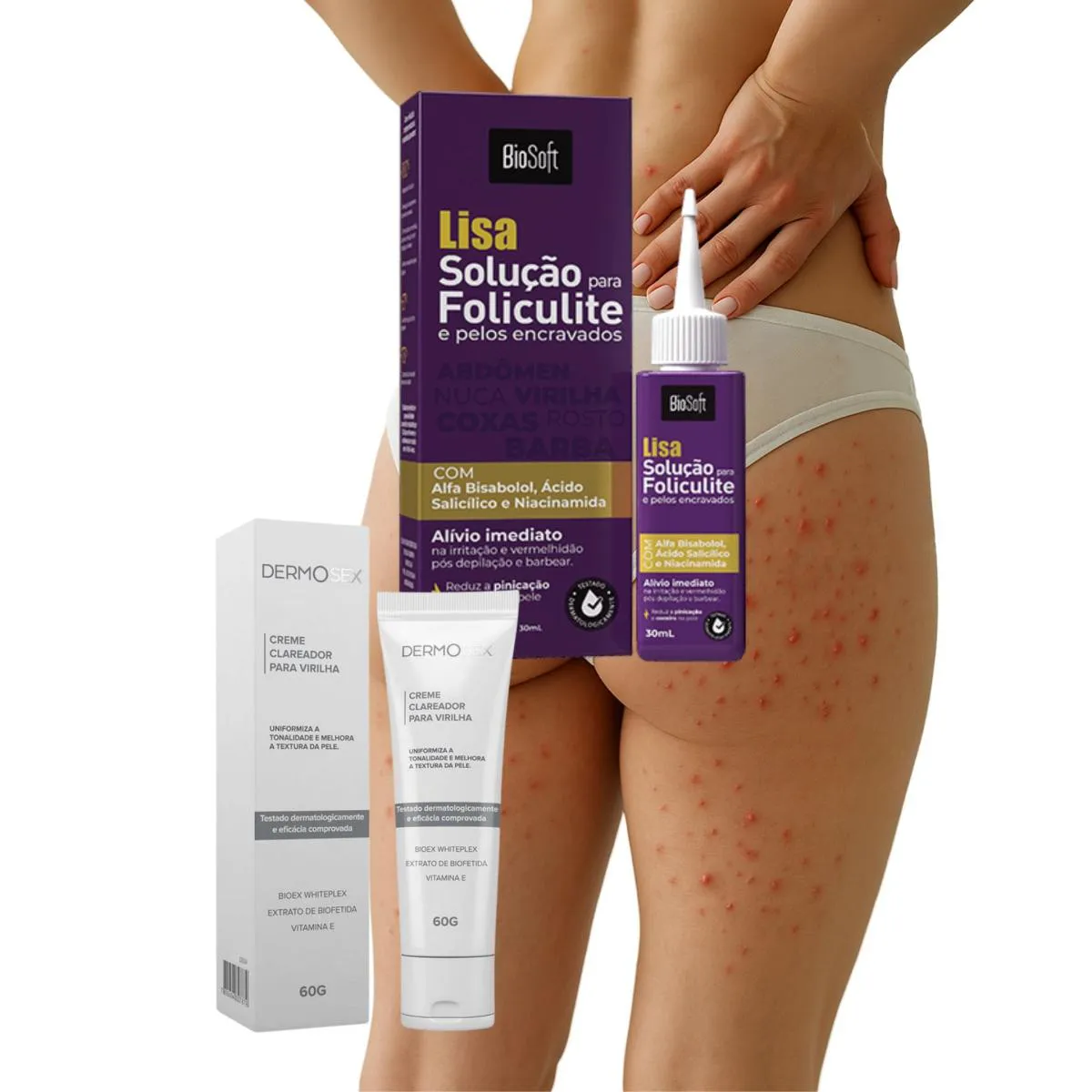 CLAREADOR ÍNTIMO VIRILHA AXILA + FOLICULITE E PELO ENCRAVADO
