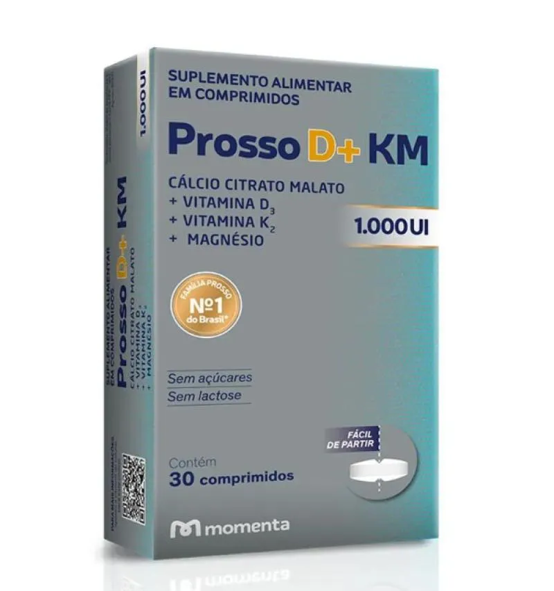 SUPLEMENTO ALIMENTAR PROSSO D+ KM 1.000UI MOMENTA 30CPR