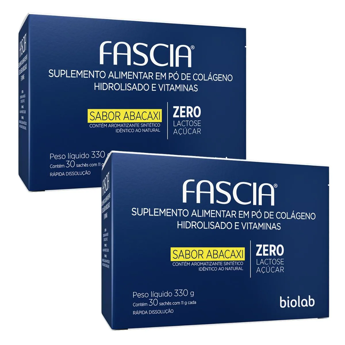 KIT 2 CAIXAS FASCIA COLáGENO SABOR ABACAXI C/30 SACHES CADA