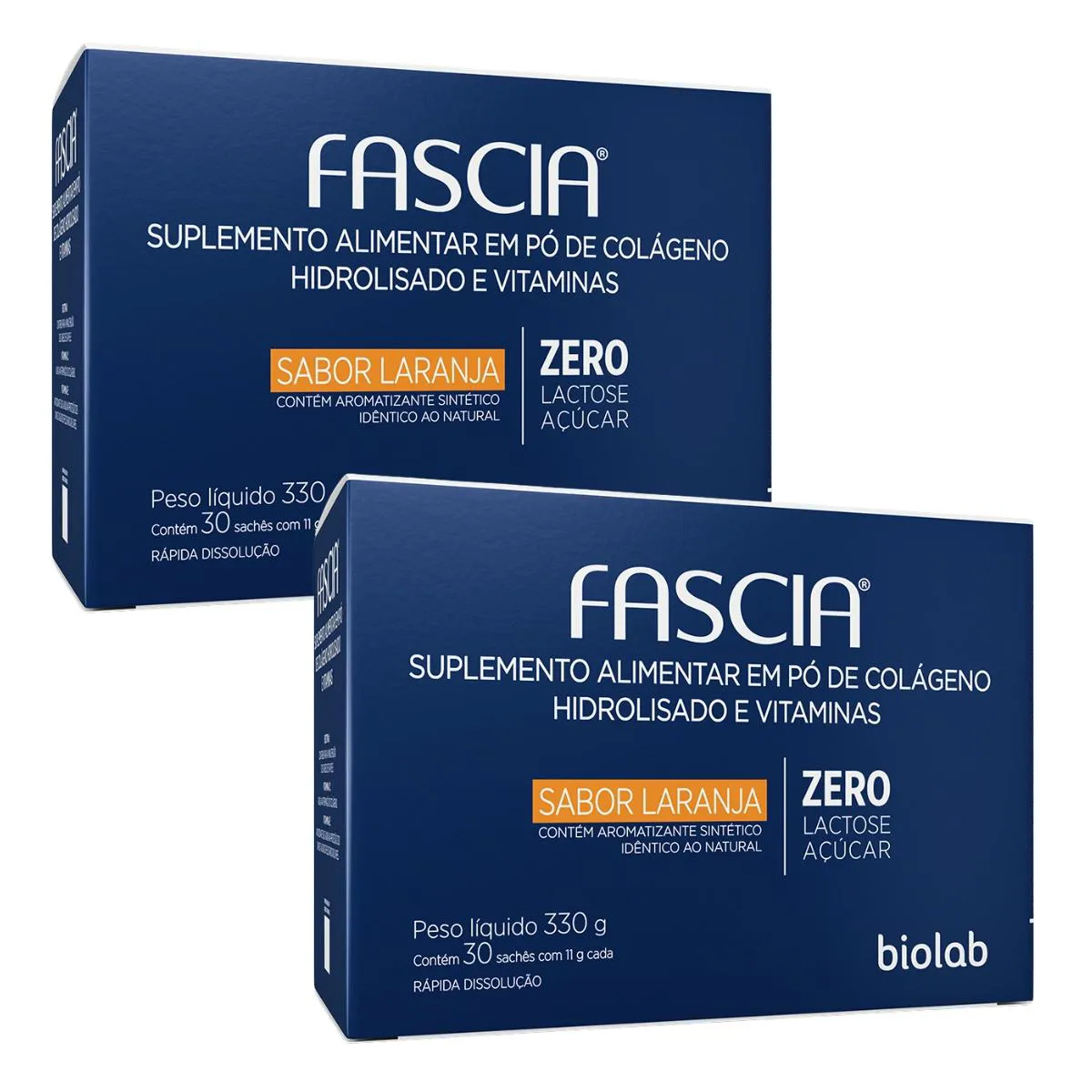 KIT 2 CAIXAS FASCIA COLáGENO SABOR LARANJA C/30 SACHES CADA