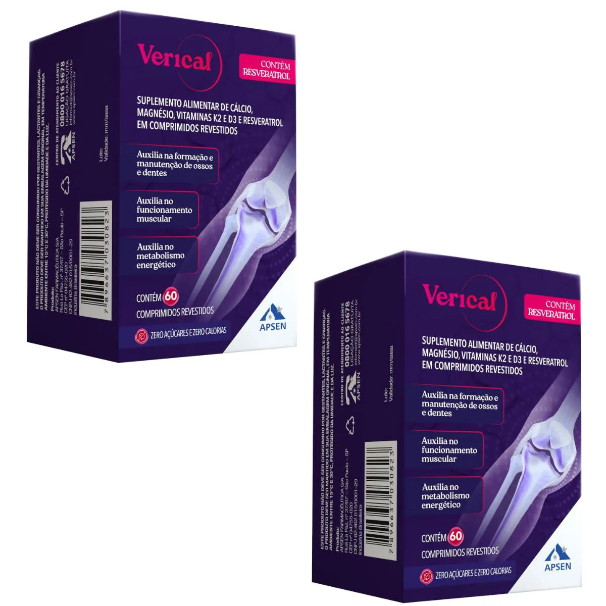VERICAL - CALCIO + RESVETRATOL + VIT - KIT 2CX C/60 COMP