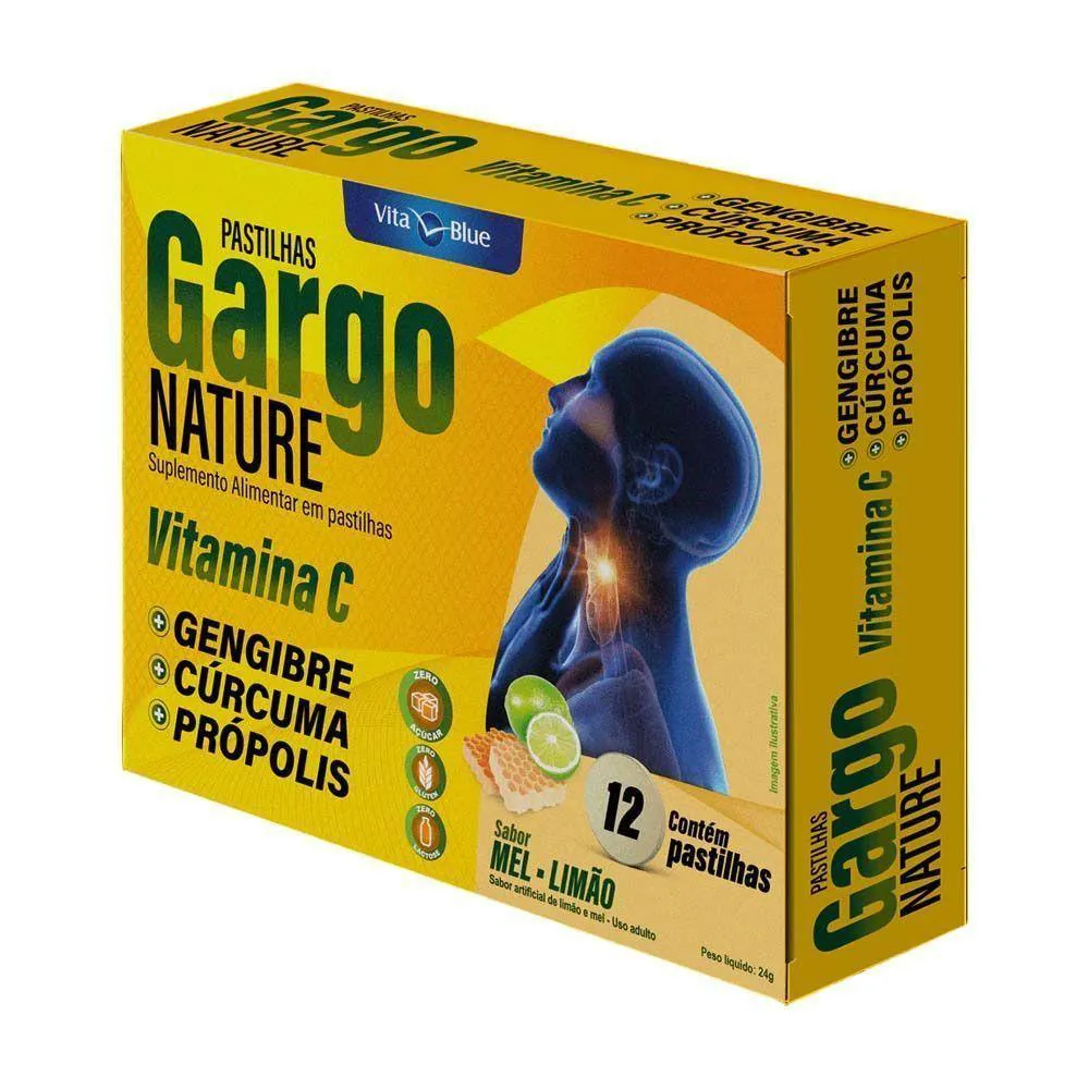 GARGO NATURE MEL E LIMãO VITA BLUE 12 PASTILHAS MASTIGáVEIS