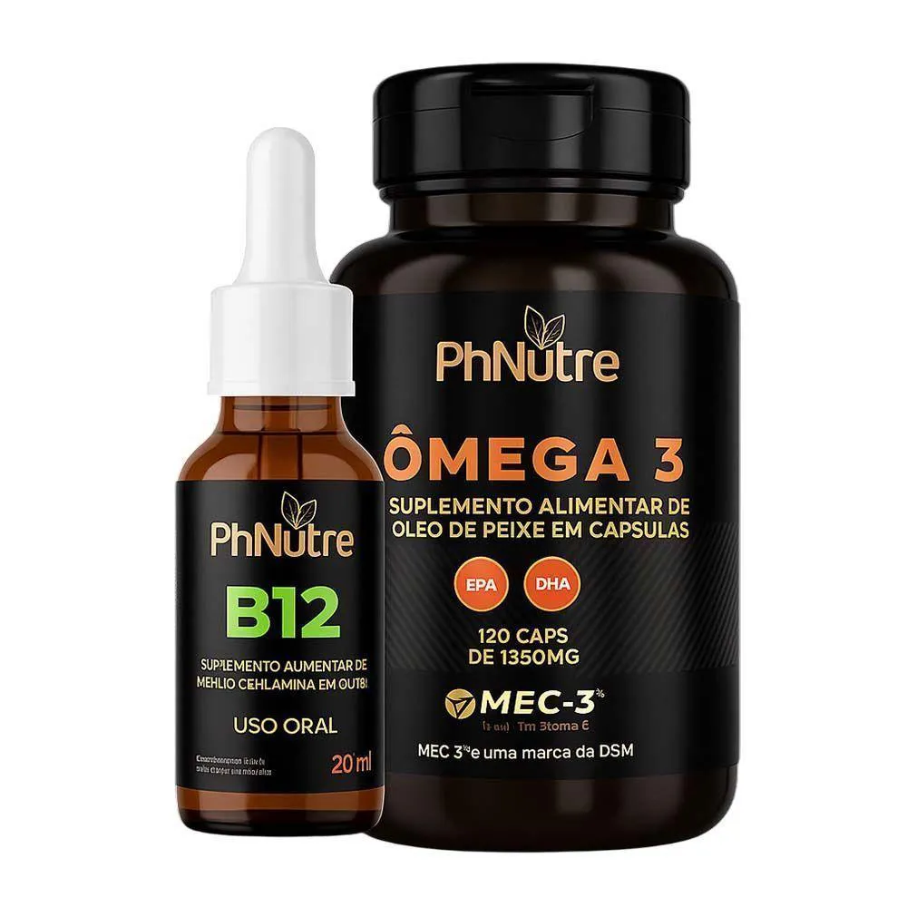 KIT ÔMEGA 3 120 CáPSULAS + VITAMINA B12 PHNUTRE 20ML