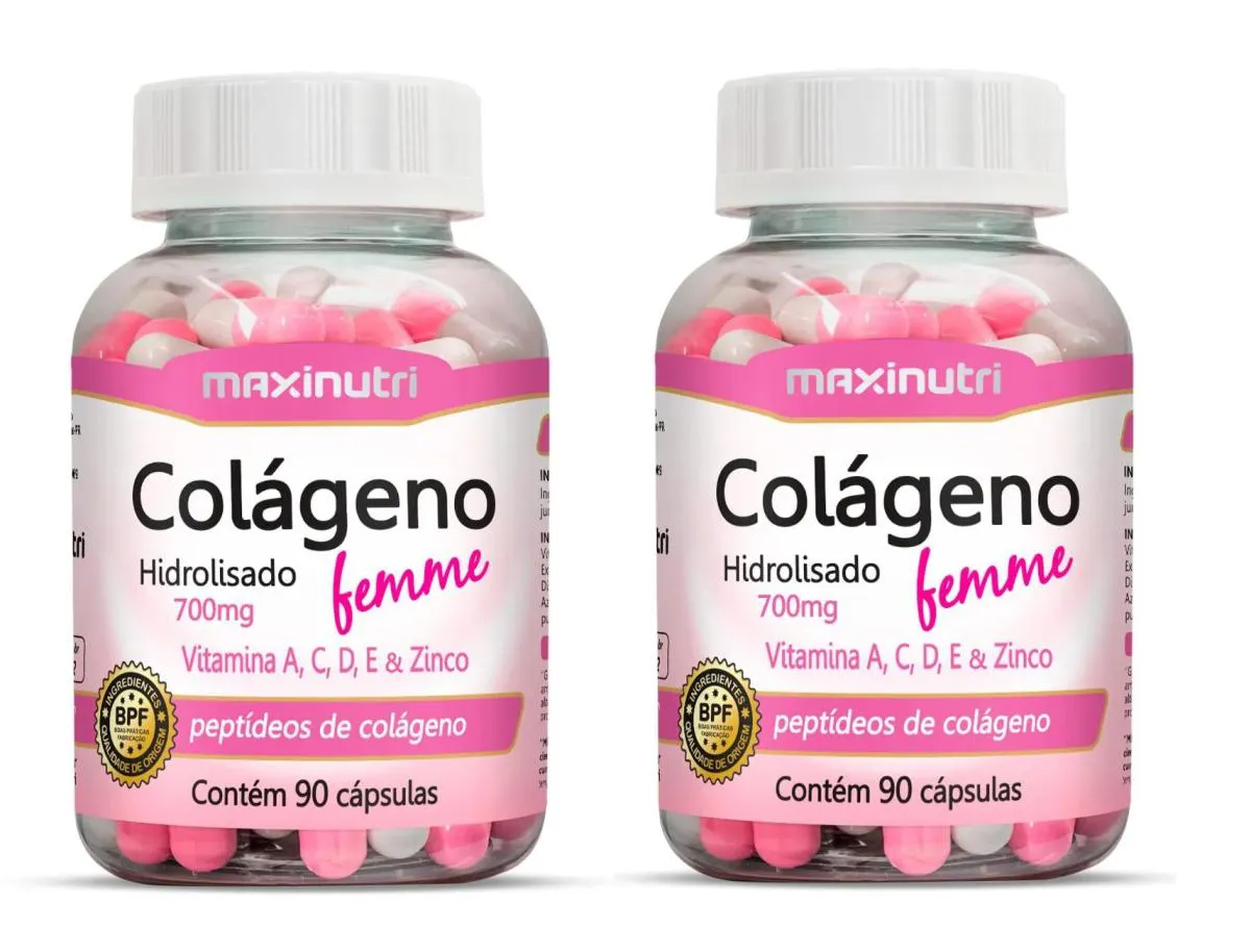 KIT 2 COLáGENO FEMME ZINCO + VIT A C D E MAXINUTRI 90CPS