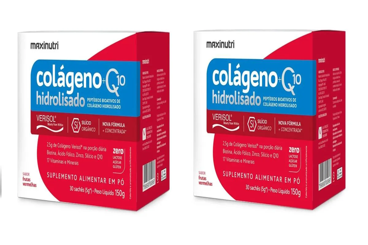 KIT 2 COLáGENO VERISOL + Q10 MAXINUTRI FRUTAS VERMELHAS 150G