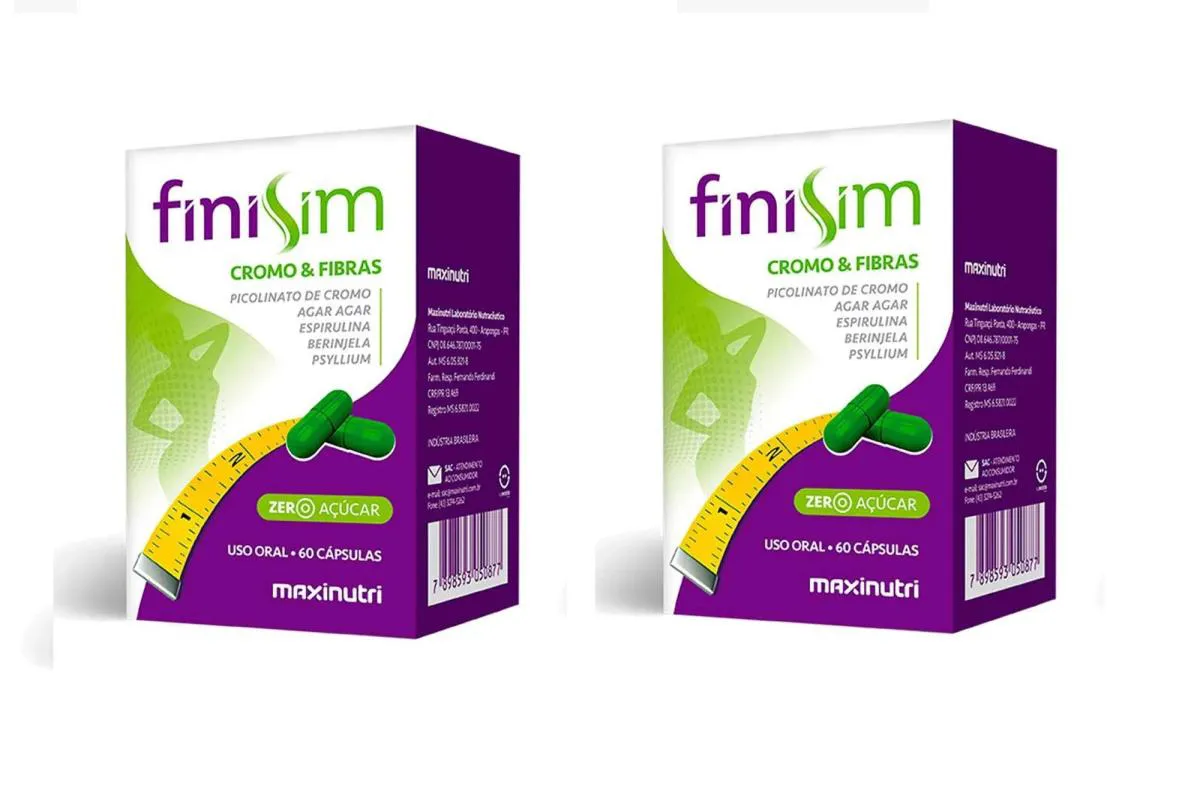 KIT 2 SUPLEMENTO FINISIM CROMO E FIBRAS MAXINUTRI 60CPS