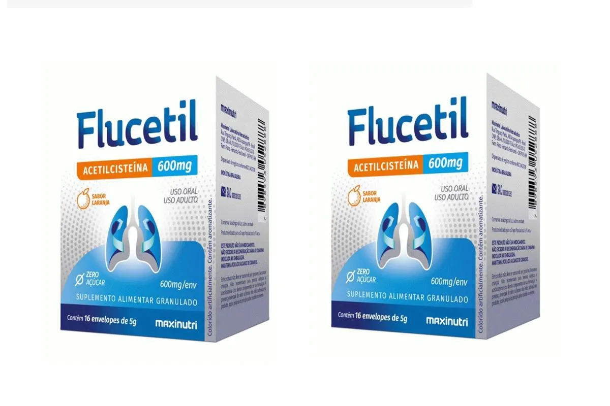 KIT 2 SUPLEMENTO FLUCETIL ACETILCISTEíNA LARANJA 16ENV