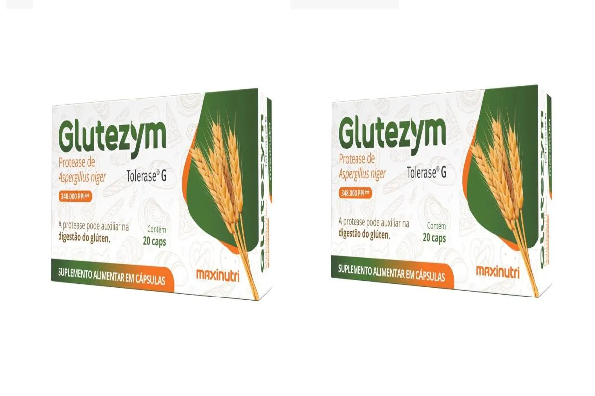 KIT 2 SUPLEMENTO GLUTEZYM PROTEASE  DIGESTãO GLúTEN 20CPS