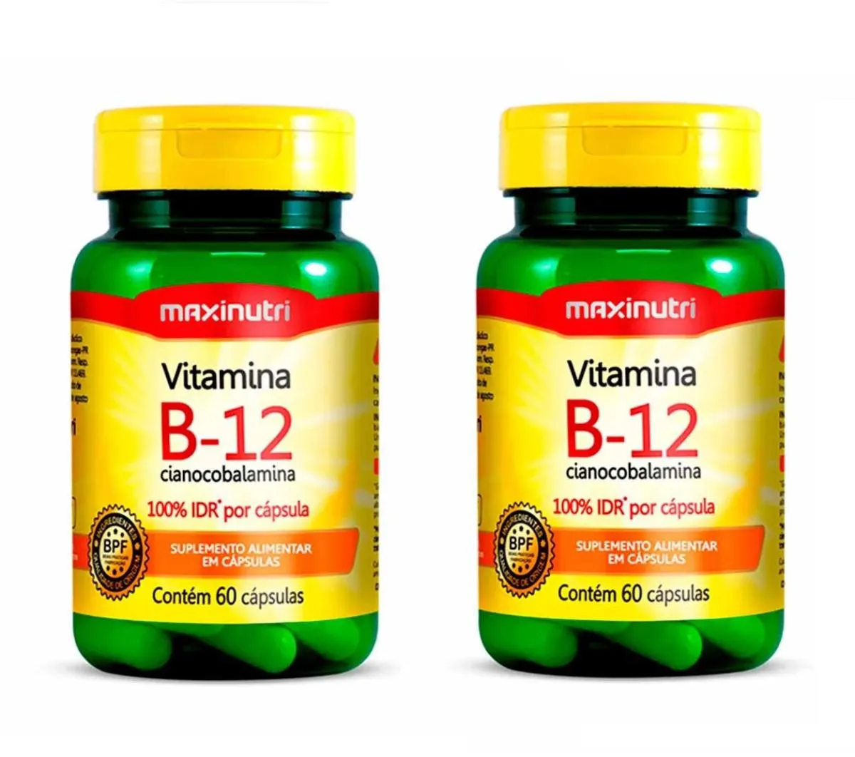 KIT 2 SUPLEMENTO VITAMINA B12 CIANOCOBALAMINA MAXINUTRI 60CP