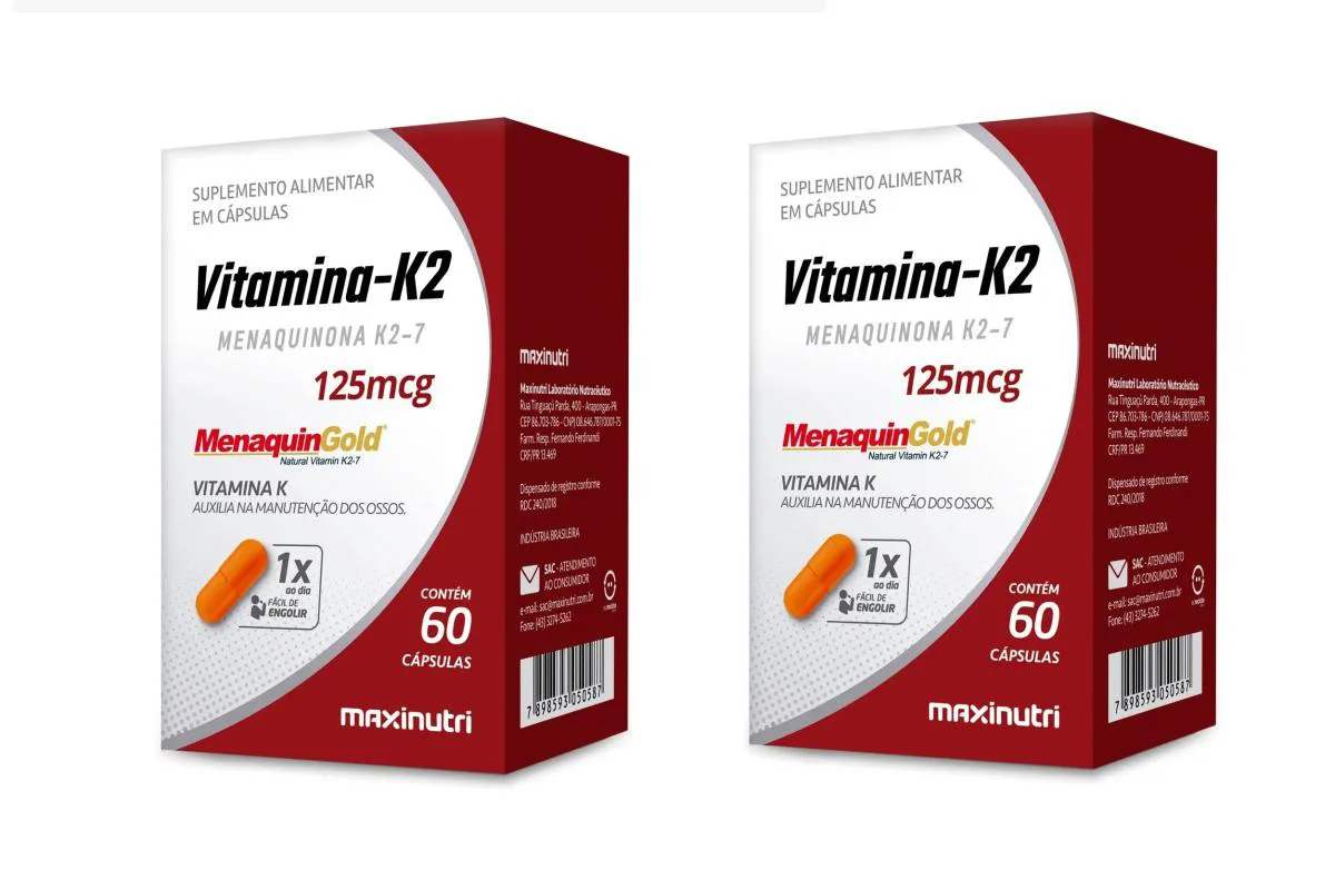 KIT 2 SUPLEMENTO VITAMINA K2 MENAQUINONA MAXINUTRI 60CPS