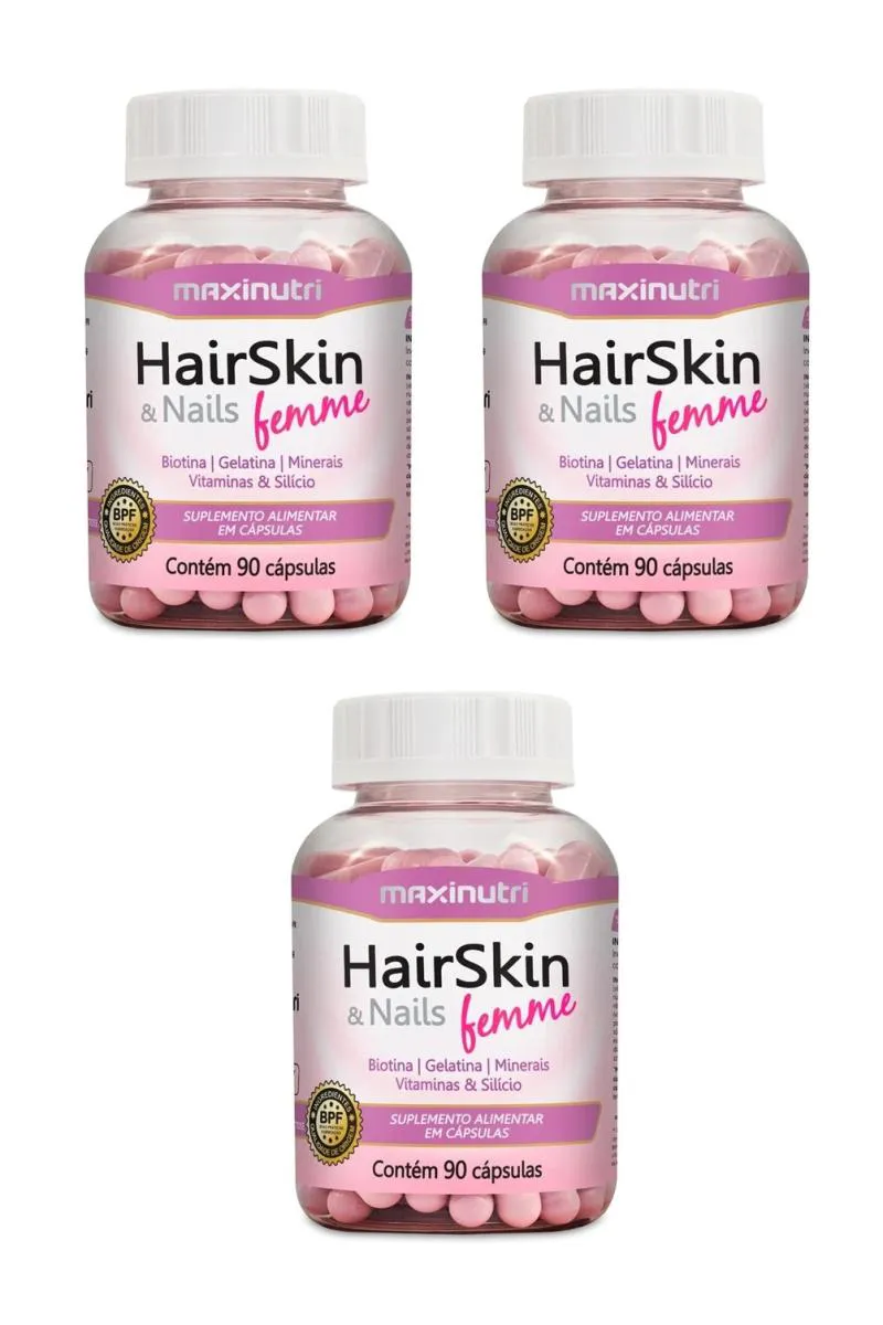 KIT 3 HAIRSKIN & NAILS FEMME BIOTINA MAXINUTRI 90CP