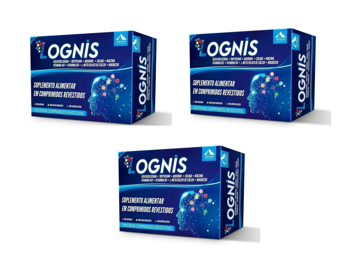 KIT 3 SUPLEMENTO APSEN LOGNIS MAGNéSIO VITAMINA B12 E 60CPS