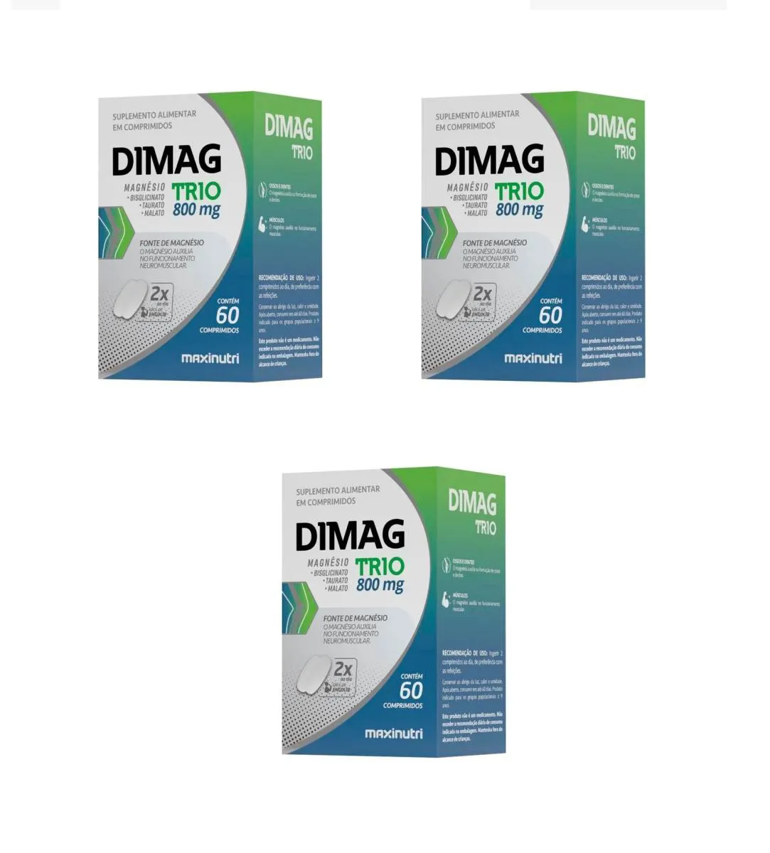KIT 3 SUPLEMENTO DIMAG TRIO MAGNéSIOTAURATO MALATO  60CPS