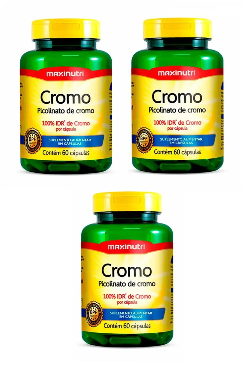 KIT 3 SUPLEMENTO PICOLINATO DE CROMO MAXINUTRI 60CPS