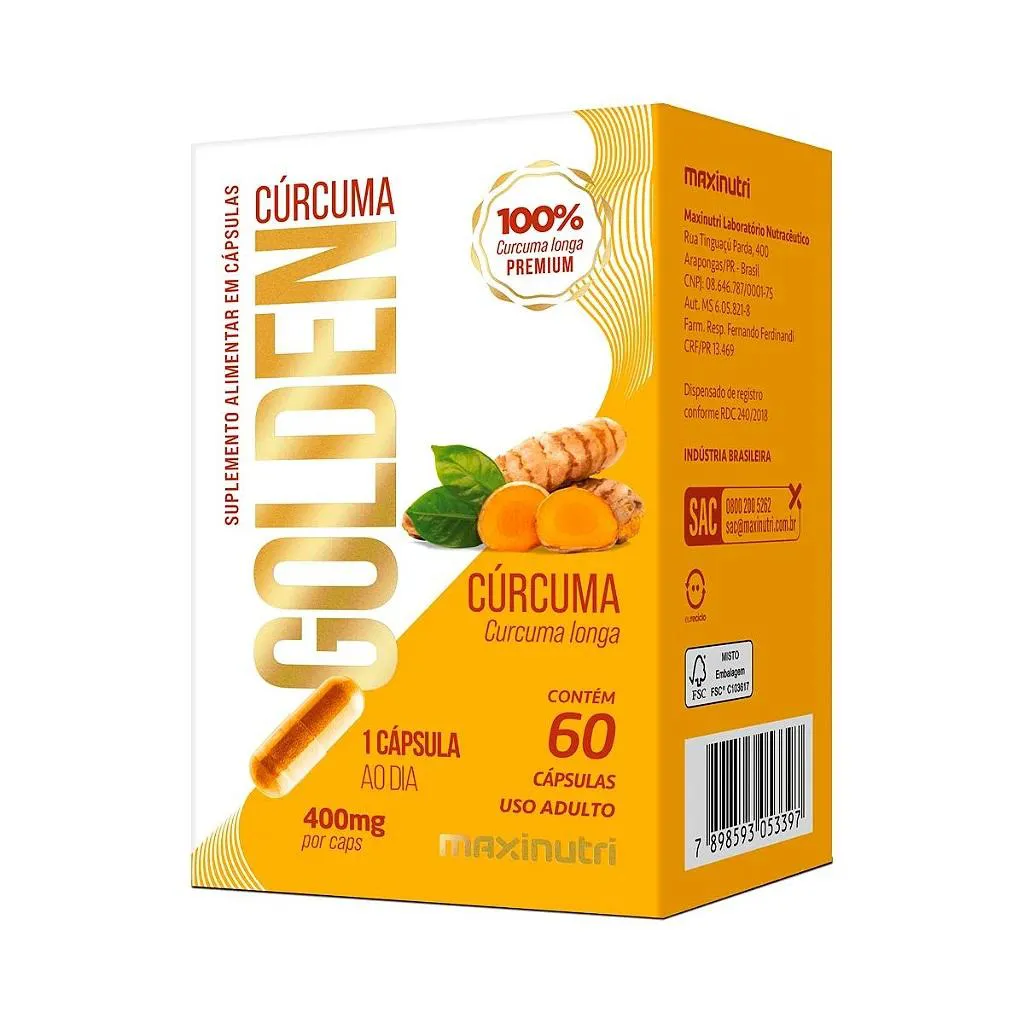 SUPLEMENTO CúRCUMA GOLDEN 400MG MAXINUTRI 60CPS
