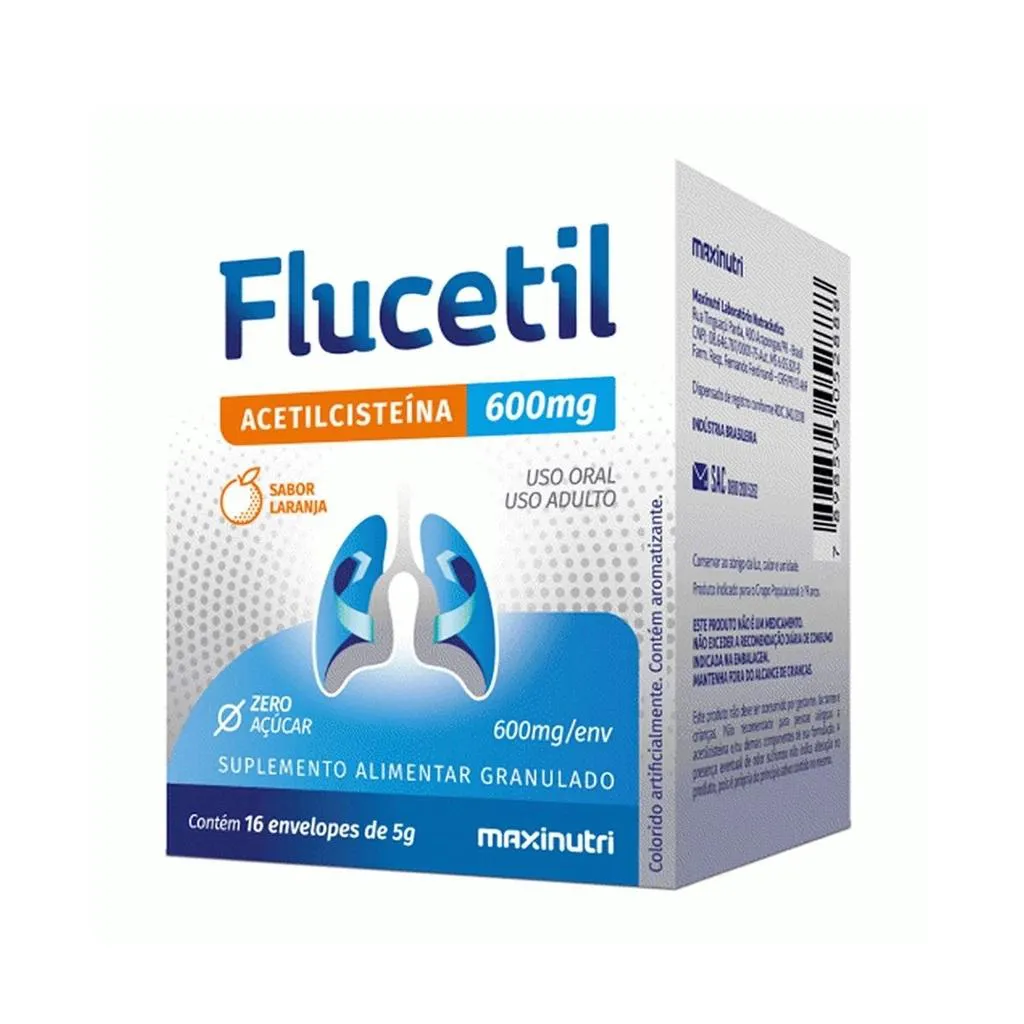 SUPLEMENTO FLUCETIL ACETILCISTEíNA LARANJA MAXINUTRI 16ENV