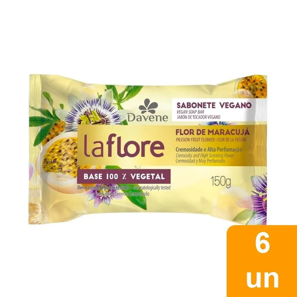 SABONETE LA FLORE MARACUJá 150G - EMBALAGEM COM 6 UNIDADES