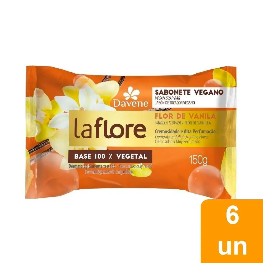 SABONETE LA FLORE VANILA 150G - EMBALAGEM COM 6 UNIDADES