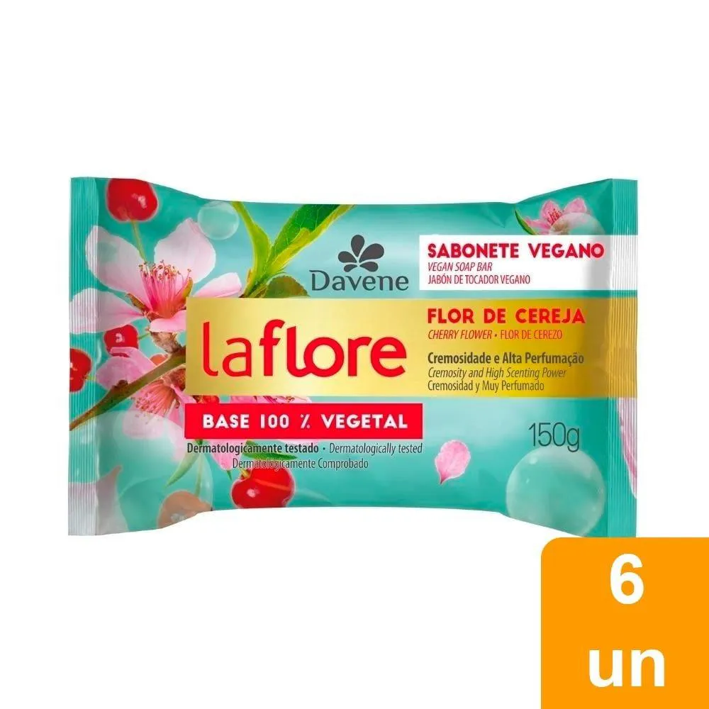 SABONETE LA FLORE CEREJA 150G - EMBALAGEM COM 6 UNIDADES