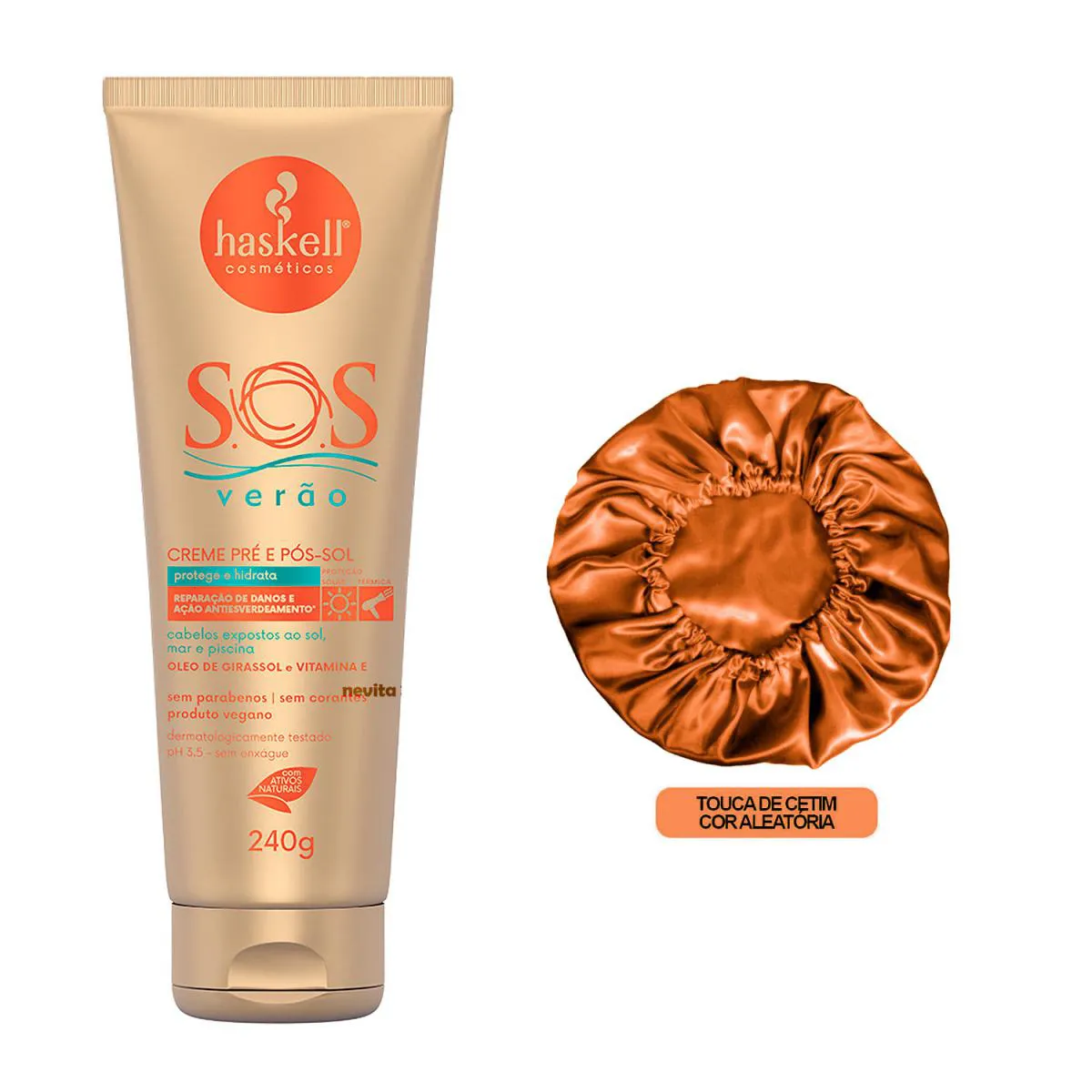 CREME HASKELL SOS VERãO CABELO EXPOSTO AO SOL E CLORO +TOUCA