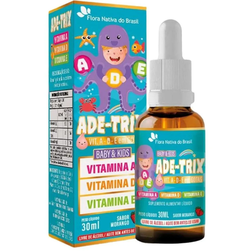 ADE-TRIX VITAMINA A D E E SOLUçãO 30ML MORANGO