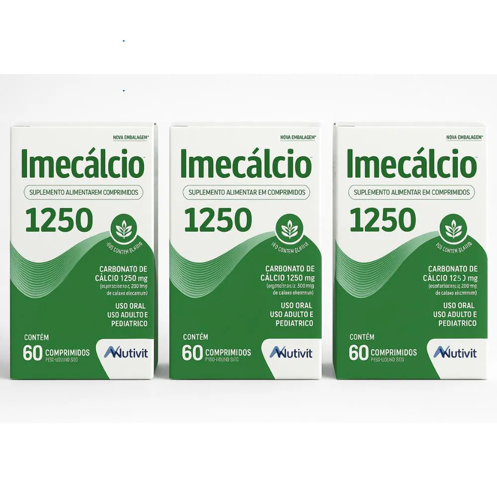 KIT C/3 IMECALCIO 1250MG C/60 CáPSULAS - NUTIVIT