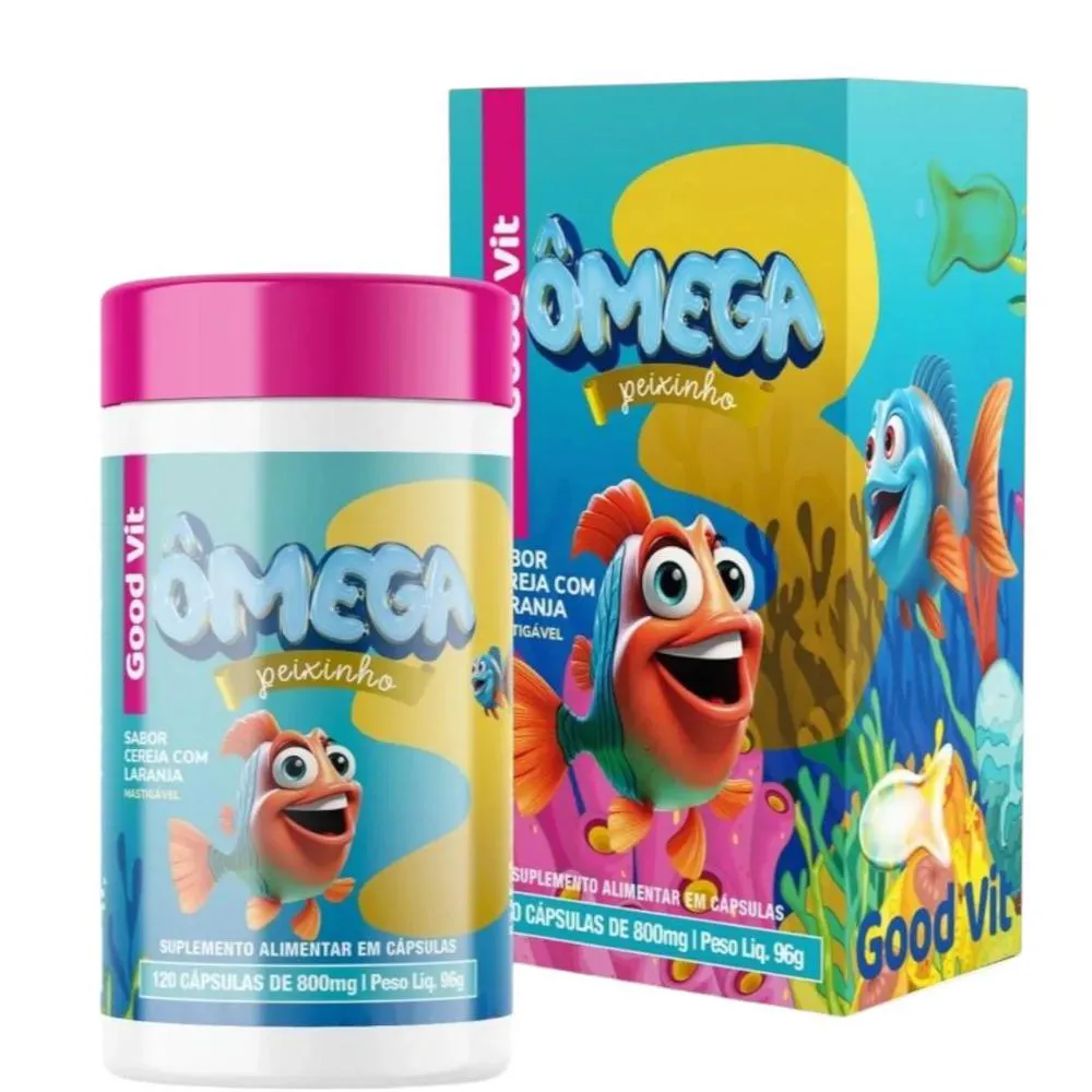 ÔMEGA PEIXINHO KIDS MASTIGáVEL C/120 CAPSULAS - GOOD VIT