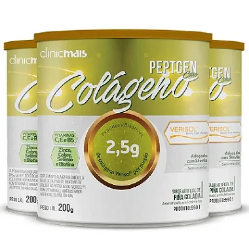 KIT 3 COLáGENO VERISOL CLINICMAIS 200G PIñA COLADA