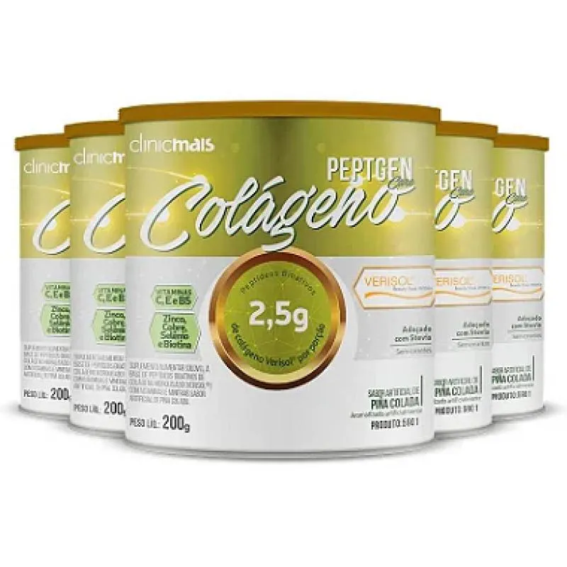 KIT 5 COLáGENO VERISOL CLINICMAIS 200G PIñA COLADA