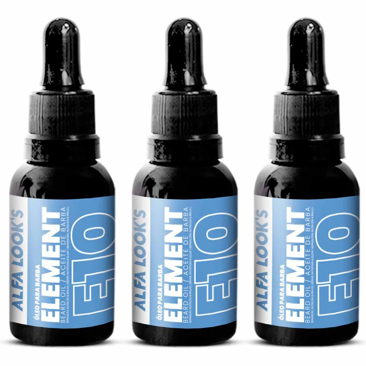 KIT 3X OLEO BARBA HIDRATANTE ELEMENT E10 30ML ALFA LOOK`S