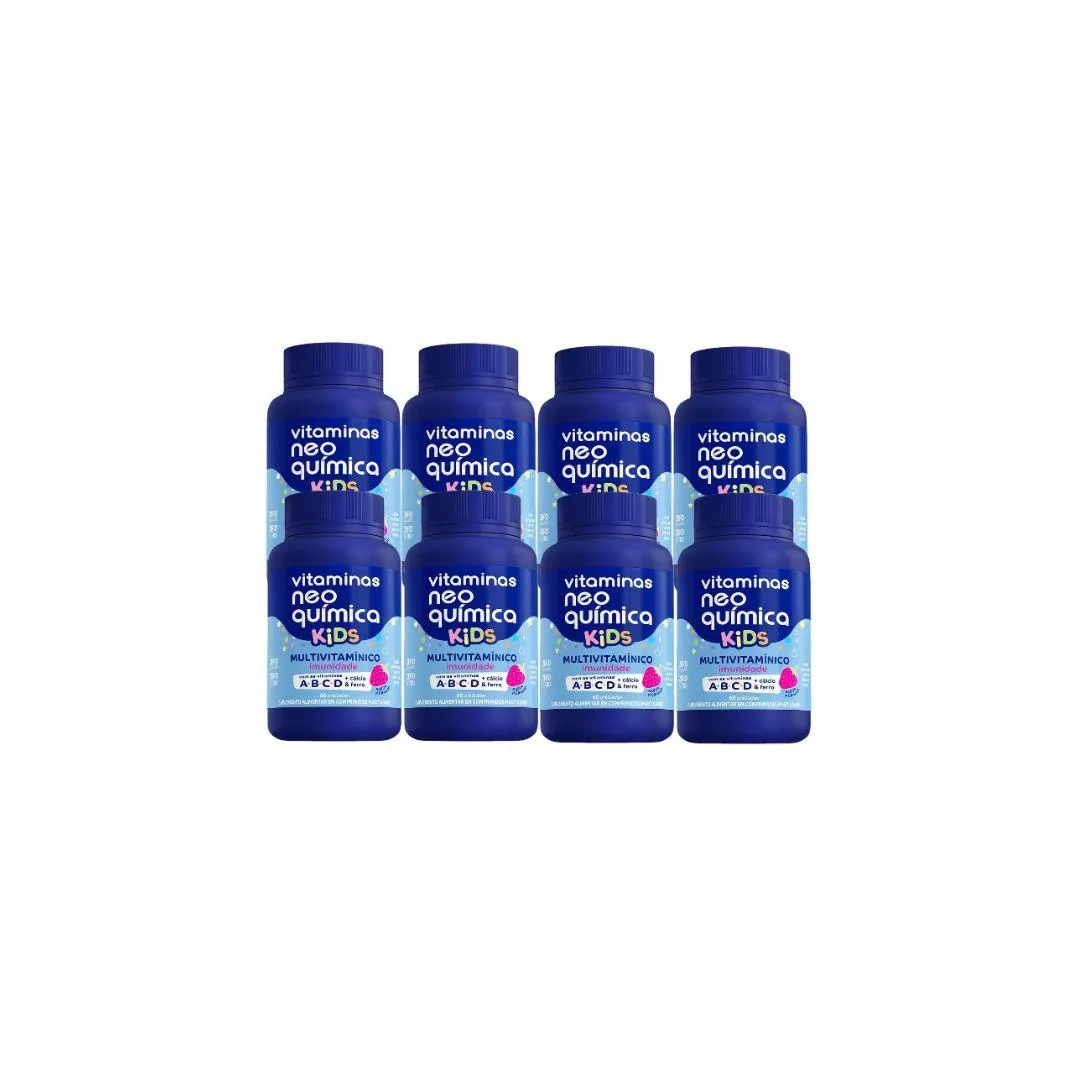 KIT 8X VITAMINA KIDS MORANGO 60 COMP MASTIGáVEIS NEO QUIMICA