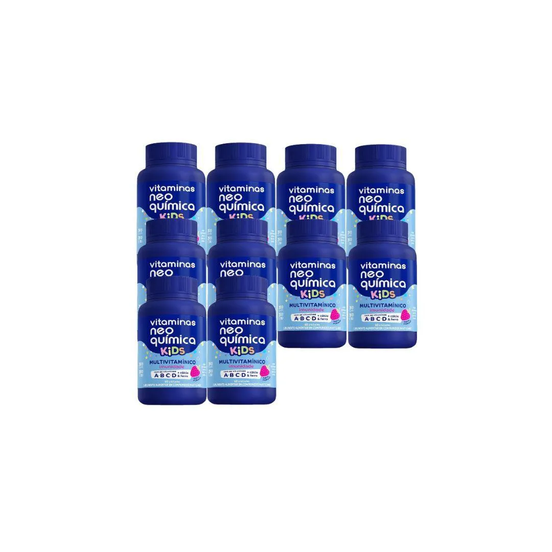 KIT 10 VITAMINA KIDS MORANGO 60 COMP MASTIGáVEIS NEO QUIMICA