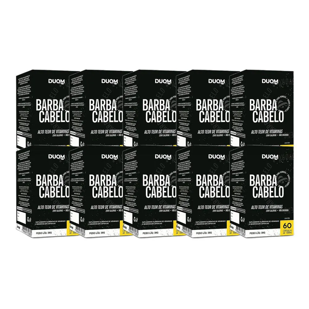 KIT 10X SUPLEMENTO ALIMENTAR BARBA E CABELO 60 CPS - DUOM