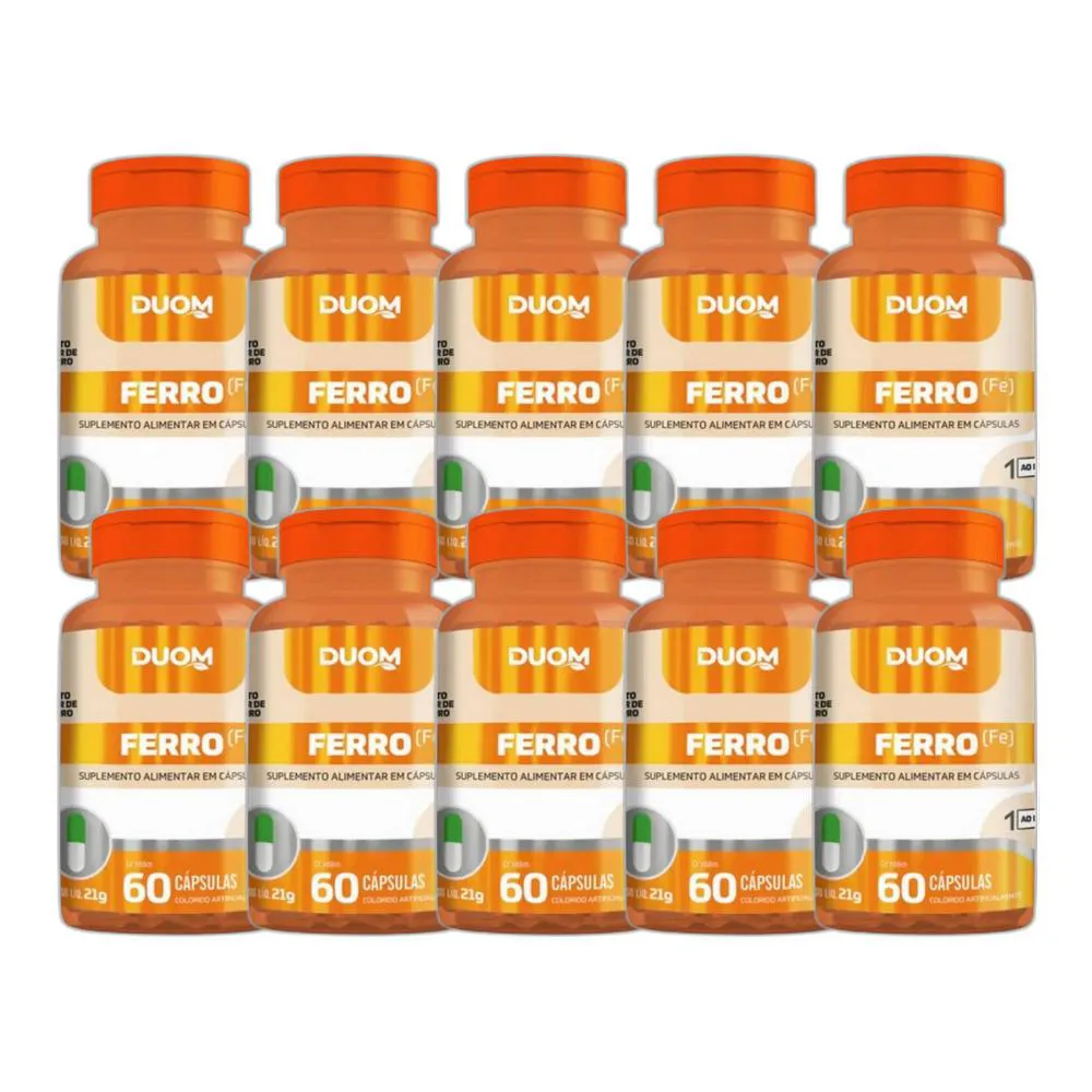 KIT 10X SUPLEMENTO ALIMENTAR FERRO 60 CPS - DUOM