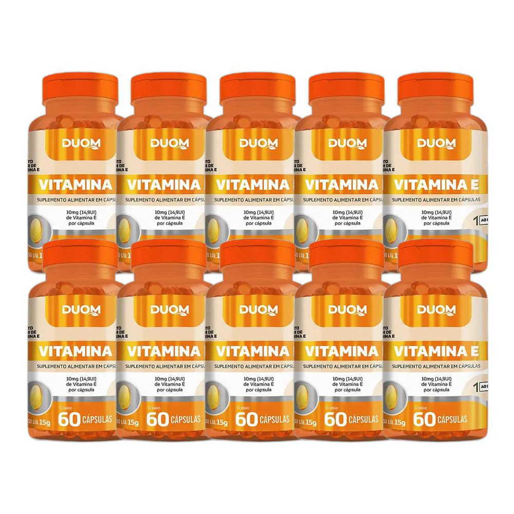 KIT 10X SUPLEMENTO ALIMENTAR VITAMINA E 60 CPS - DUOM