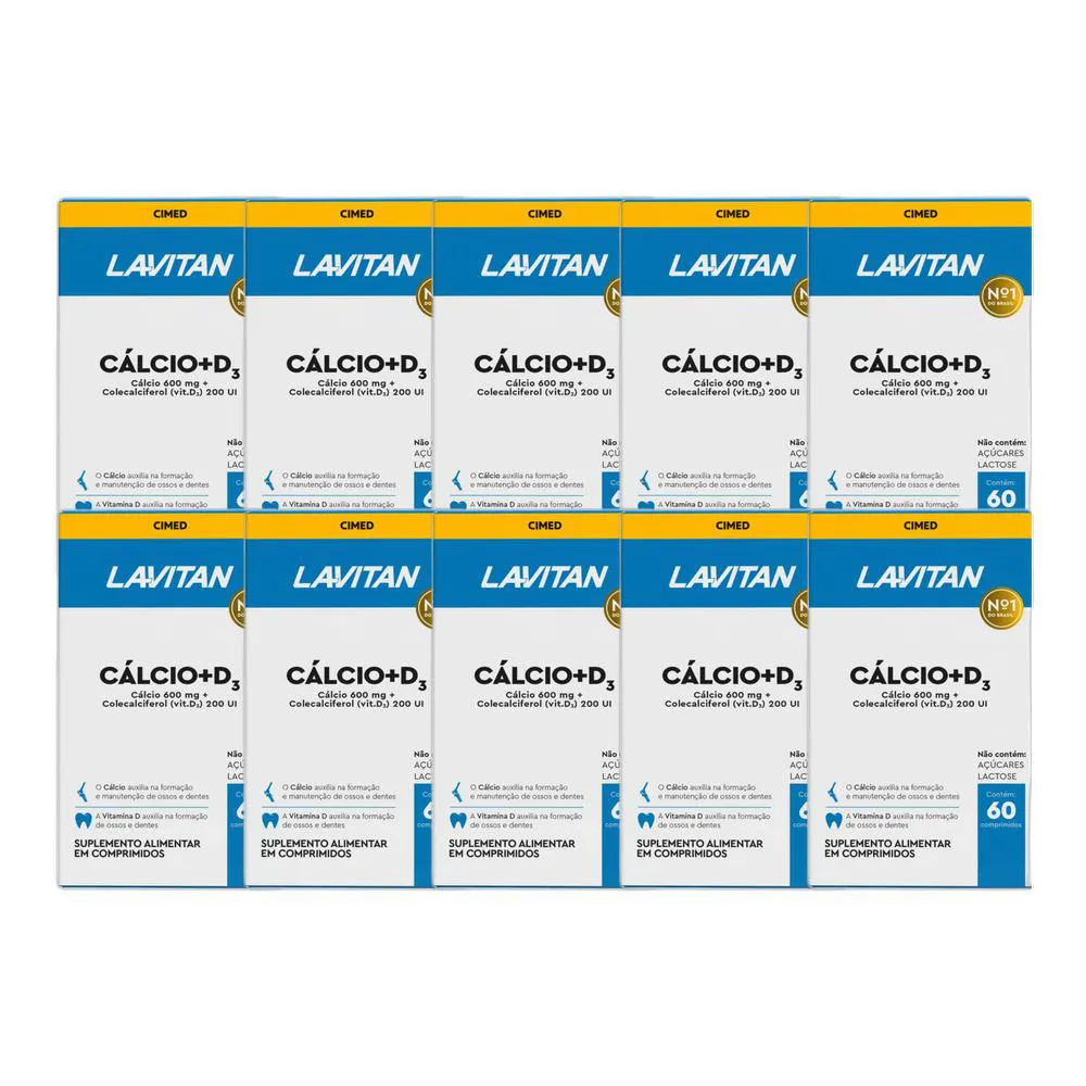 KIT 10X VITAMINA LAVITAN CáLCIO + VITAMINA D3 60 CPR - CIMED