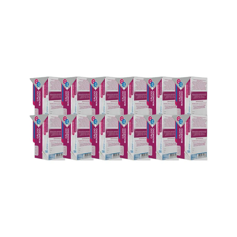 KIT 12X SUPLEMENTO ALIMENTAR CáLCIO D3 MAG K2 90 CPS - DUOM