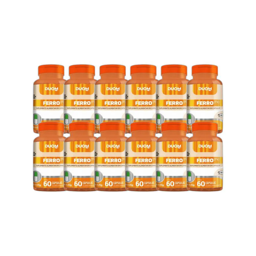 KIT 12X SUPLEMENTO ALIMENTAR FERRO 60 CPS - DUOM