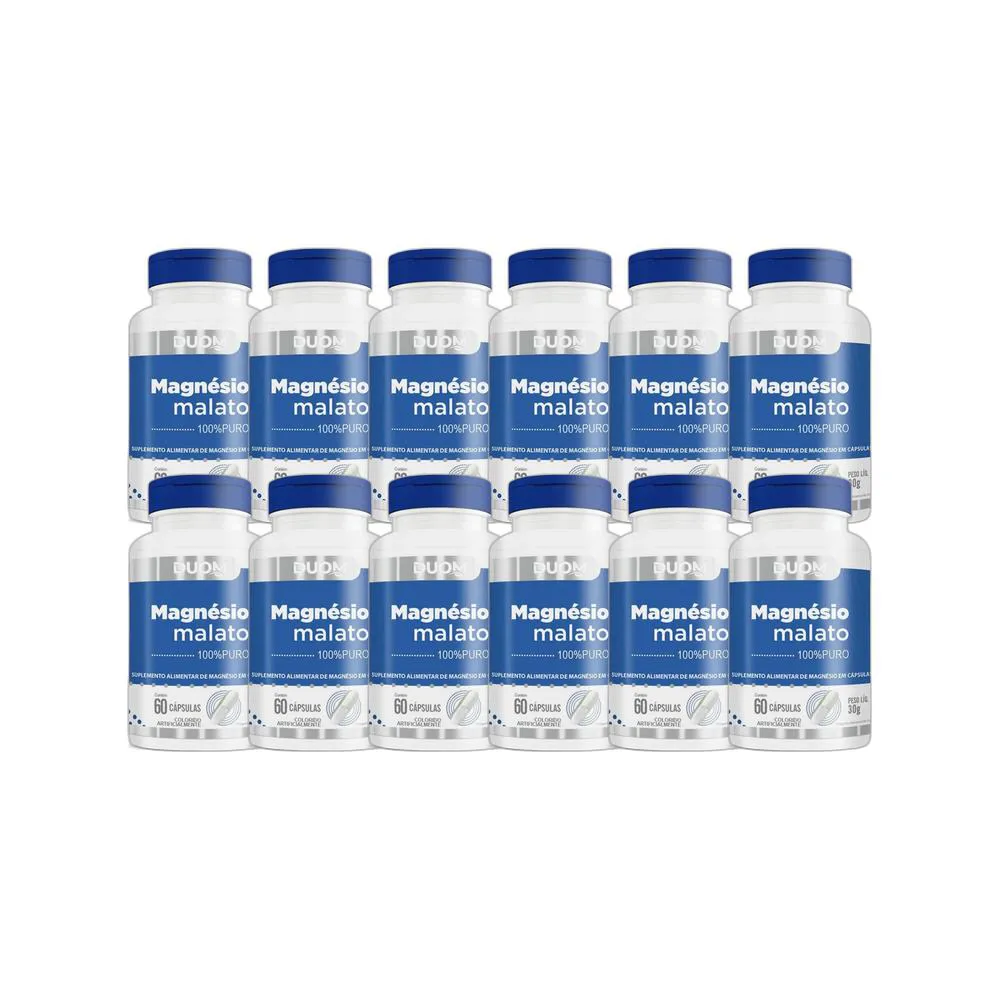 KIT 12X SUPLEMENTO ALIMENTAR MAGNéSIO MALATO 60 CPS - DUOM